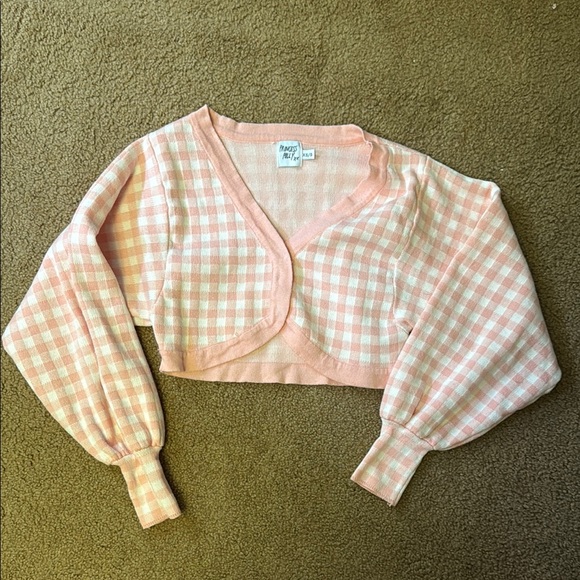 Princess Polly Sweaters - Princess Polly Pink and White Checkered Cardigan